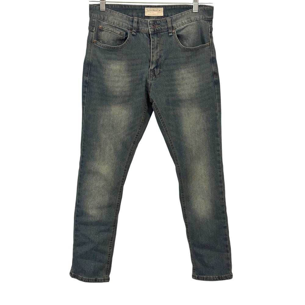 Smith & Mills Mens Faded Blue Denim Tailored Fit Jeans Size 32